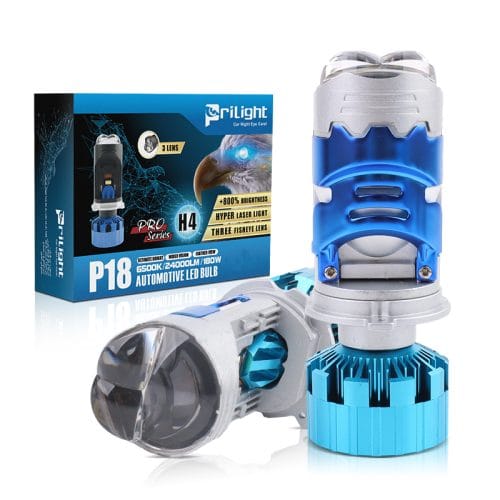 Prilight P18 Mini lente de proyector plegable 170W 18000LM Mini lente de proyector enrollable Bombilla LED para faros delanteros de coche