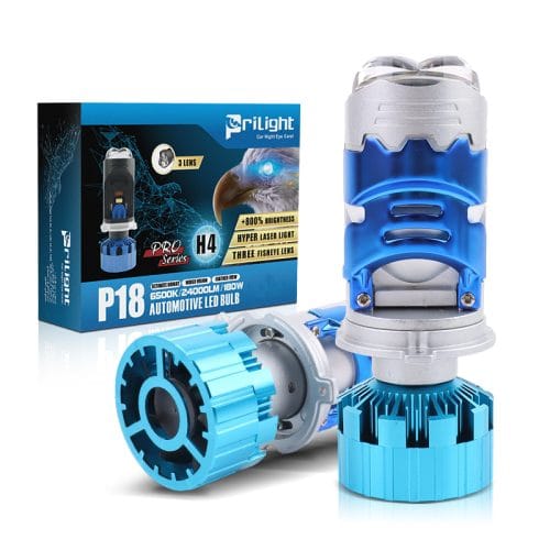 Prilight P18 Mini lente de proyector plegable 170W 18000LM Mini lente de proyector enrollable Bombilla LED para faros delanteros de coche