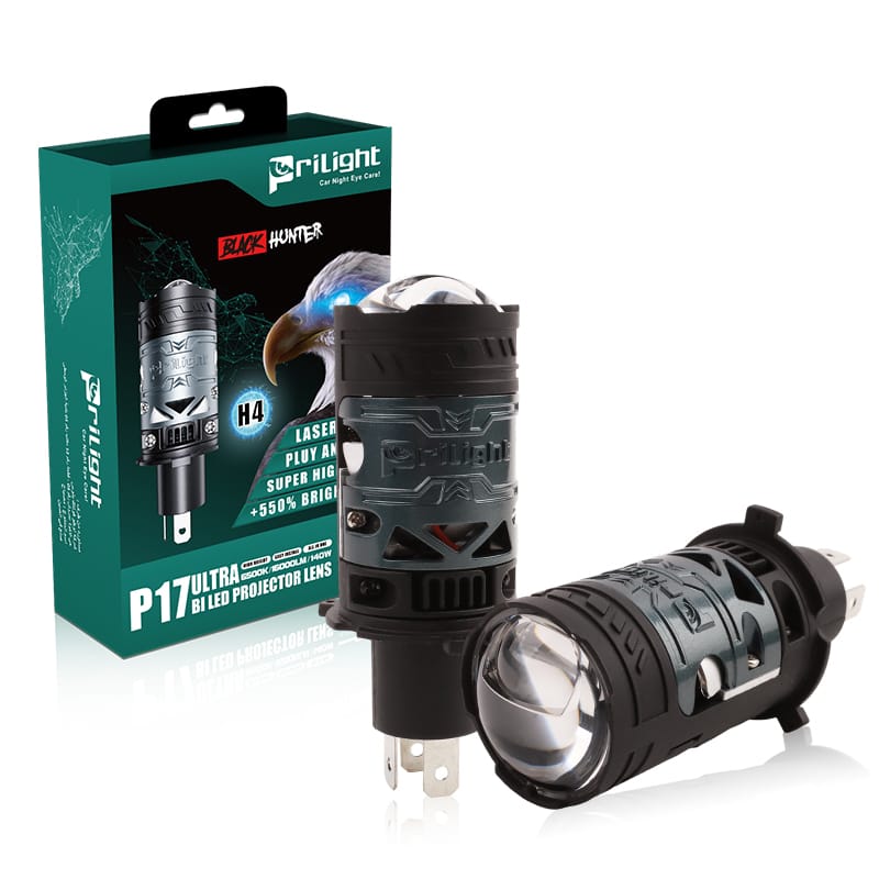 Bombilla LED Prilight P17 Ultra 140 W, faro LED H4, 16 000 lm, lente de proyector mini Biled