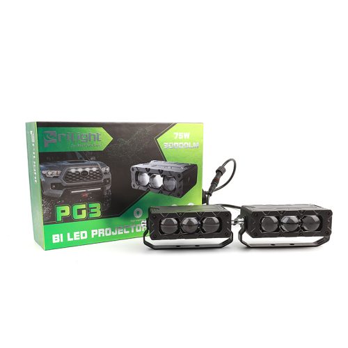 4 Luces láser Prilight para parrilla de coche, 3 lentes, 75 W, 30000 lúmenes, luz LED superbrillante para parrilla, lente de proyector bi-LED.