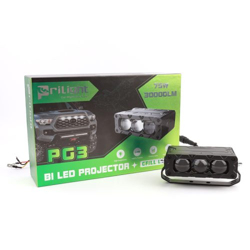Luces láser Prilight para parrilla de coche, 3 lentes, 75 W, 30000 lúmenes, luz LED superbrillante para parrilla, lente de proyector bi-LED.