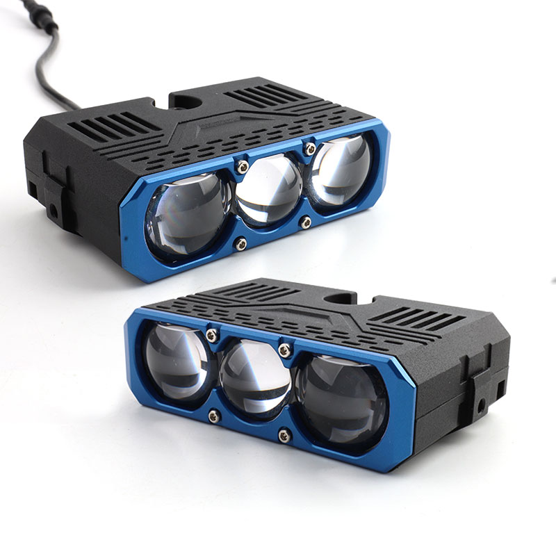 Luz LED de triple lente para parrilla 100W proyector LED de luz alta, luz de conducción foco auxiliar de 6000K